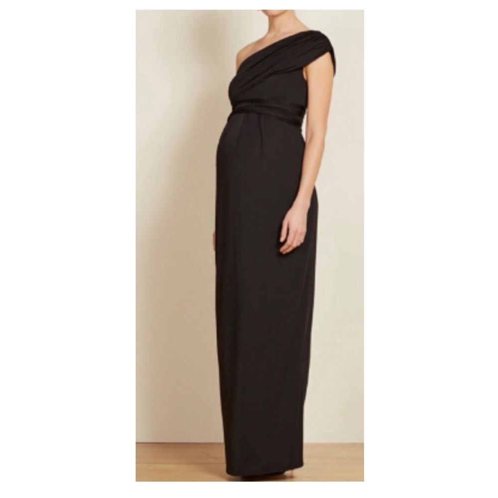 A Pea in the Pod Maternity one Shoulder Long Dress sz 4 Gala Luxe Glam Event